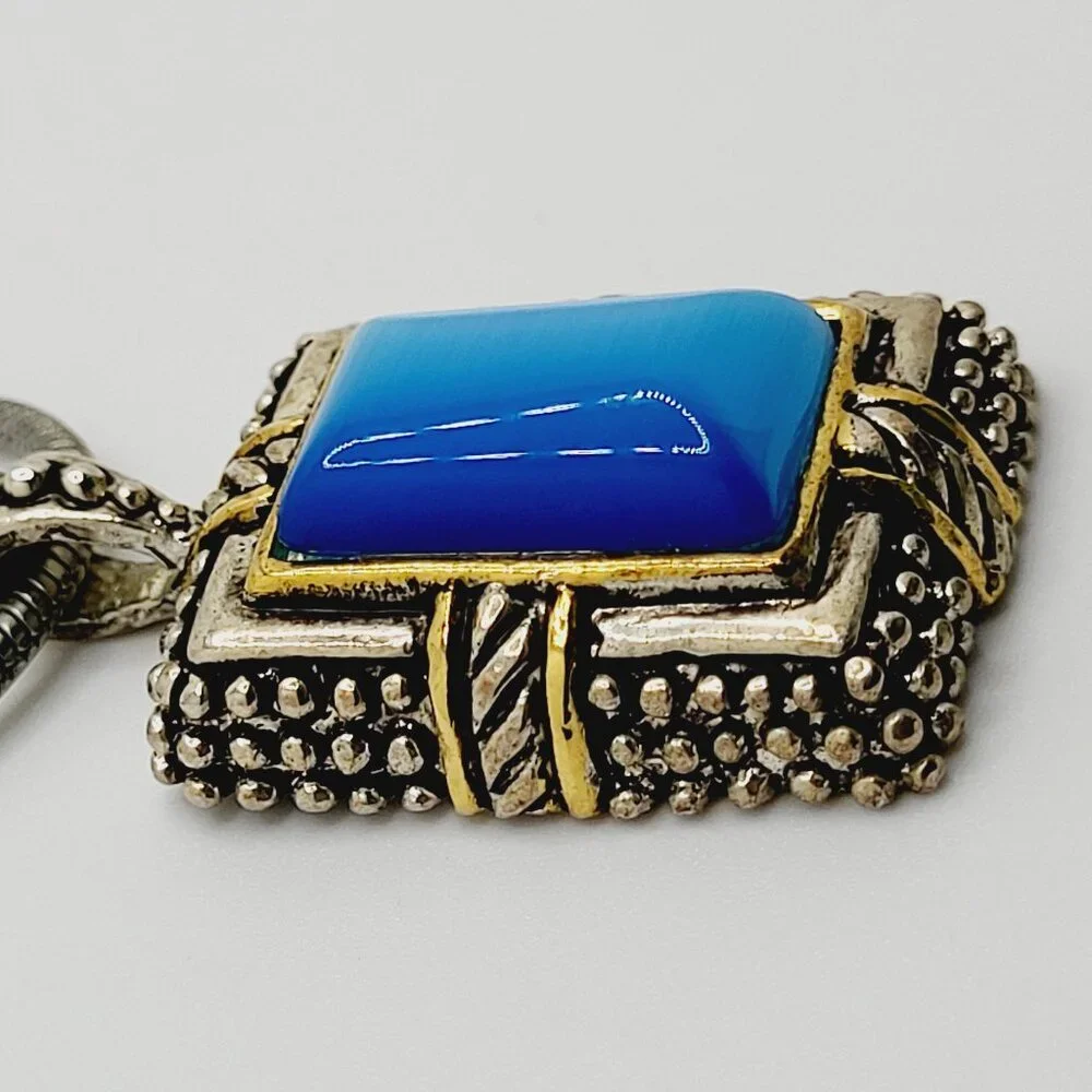 Silver & Gold Tone Pendant Snake Choker Necklace Filigree Gold tone accents - Picture 5 of 9